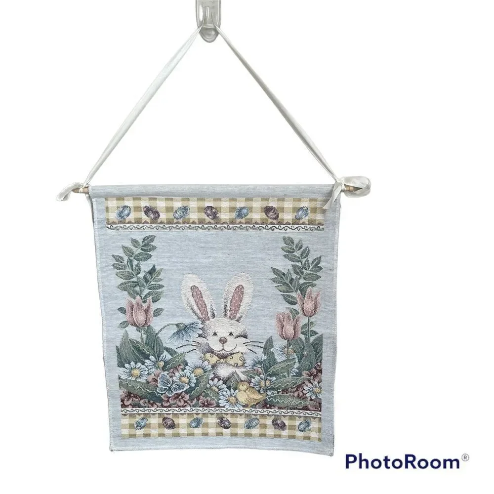 New Creative Enterprises Tapestry Rabbit Bunny Easter Wall Hanging